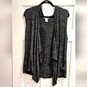 Hooded Open Front Tank Cardigan with Asymmetrical Hem